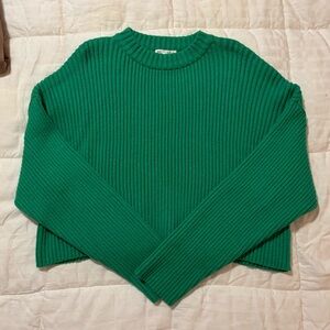Mimosa - Green Ribbed Women's Cropped Sweater